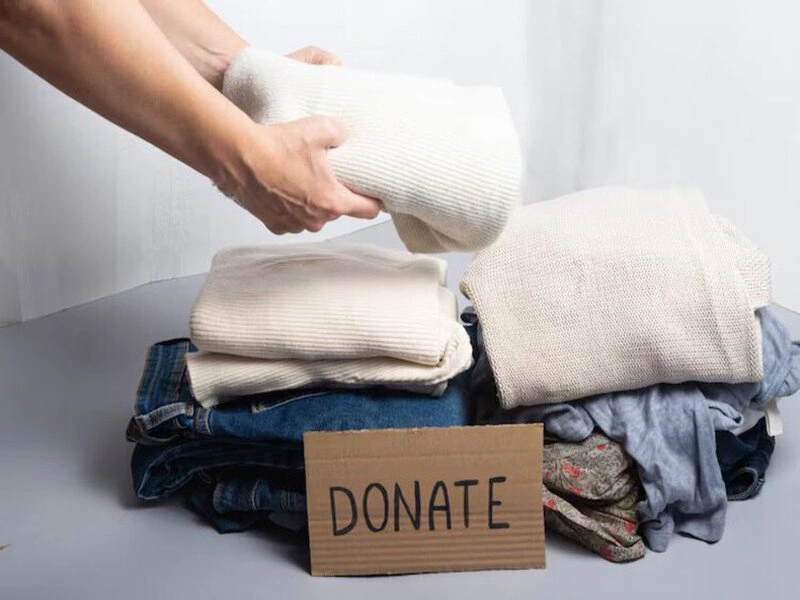 Gently used clothes packed for donation