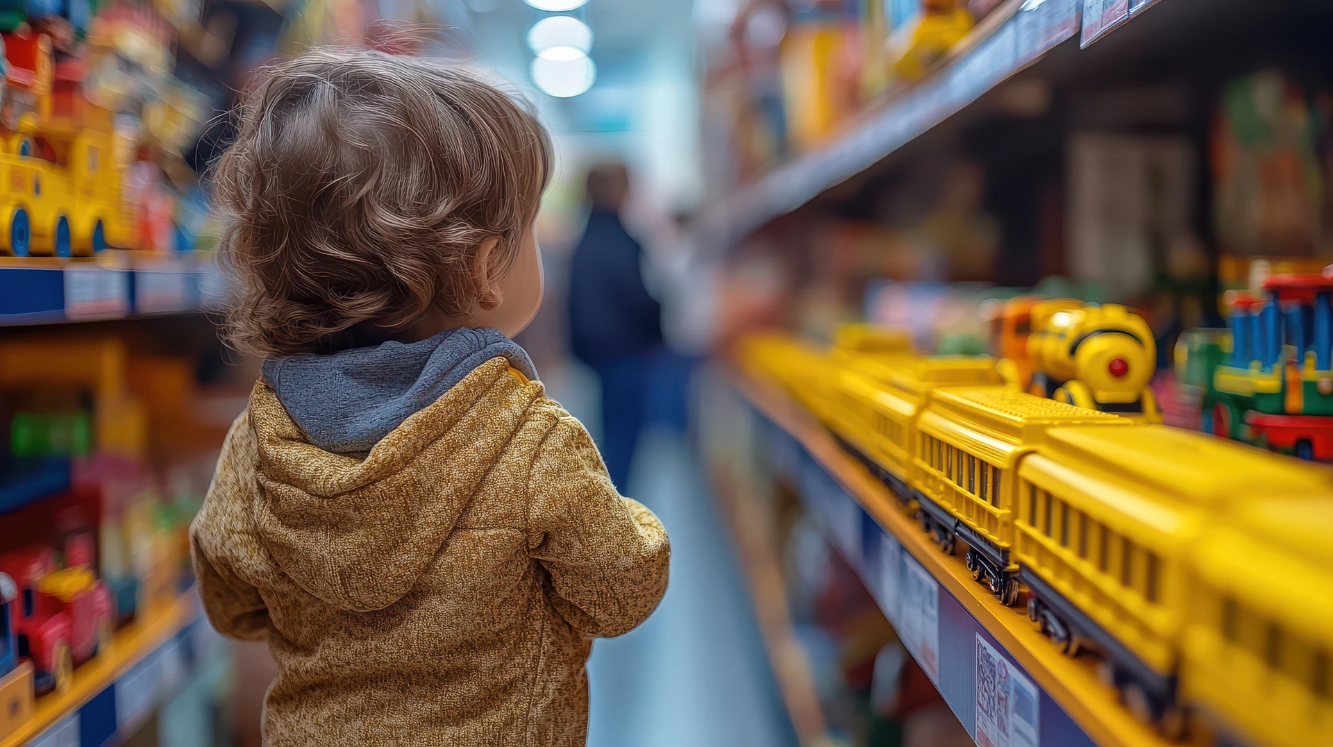 child looking at toys offered at a goodwill toy store in sarasota