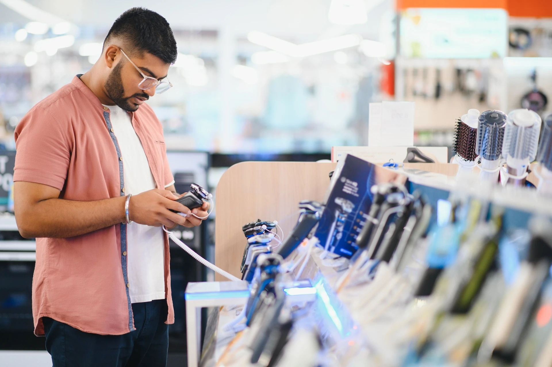 customer testing accessories available at the goodwill computer store electronic area