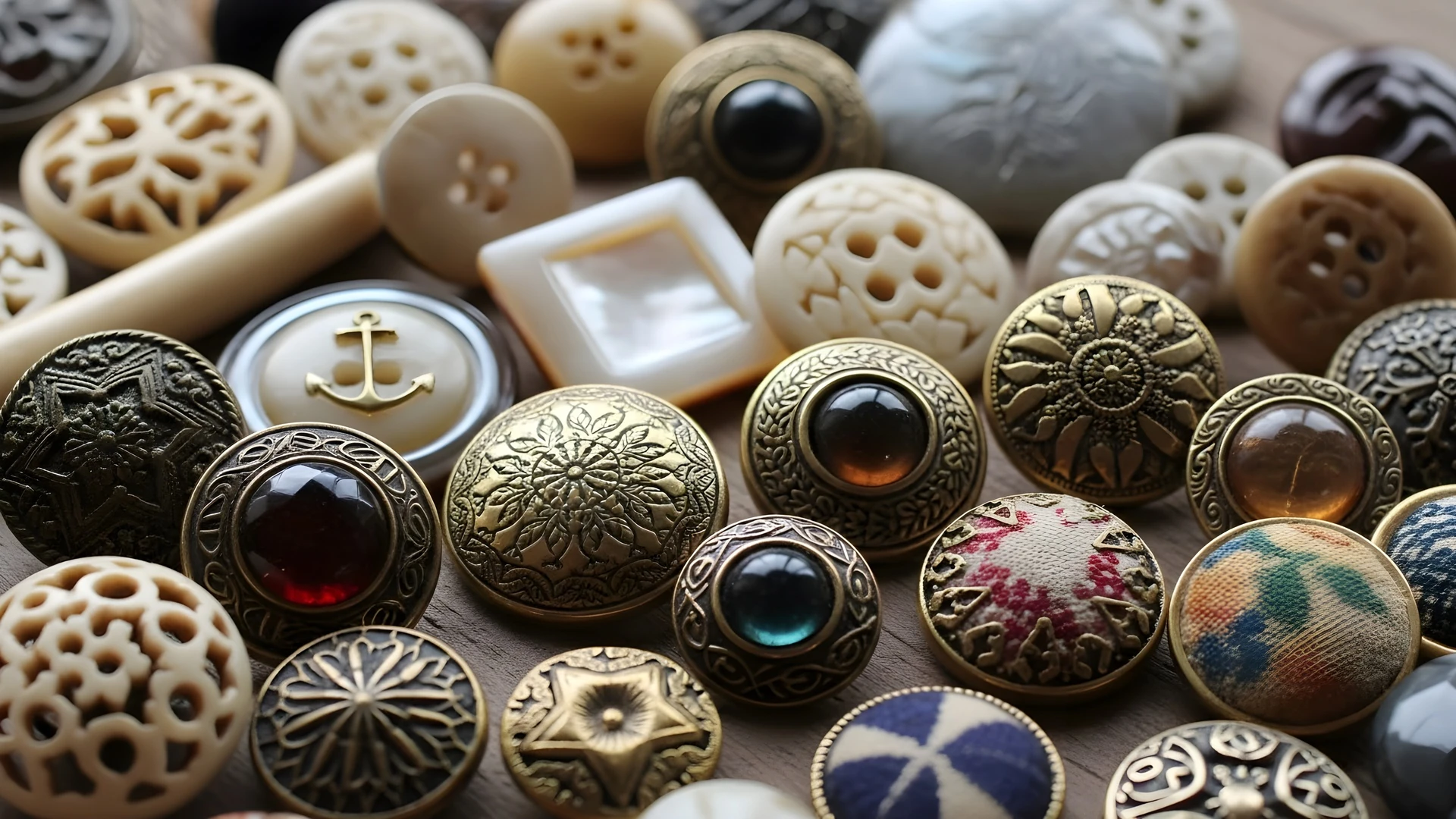 diverse collection of antique buttons at a goodwill collectibles store in boca raton