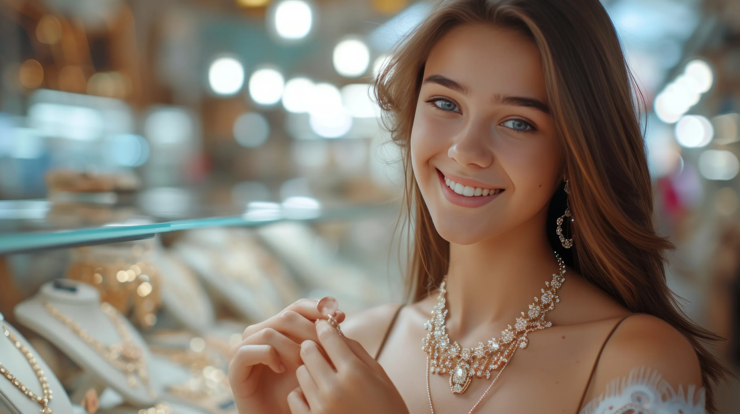 girl selecting second hand jewelry in boca raton