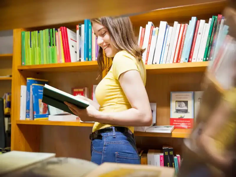interior view of a goodwill bookstore in boca raton with multiple book aisles