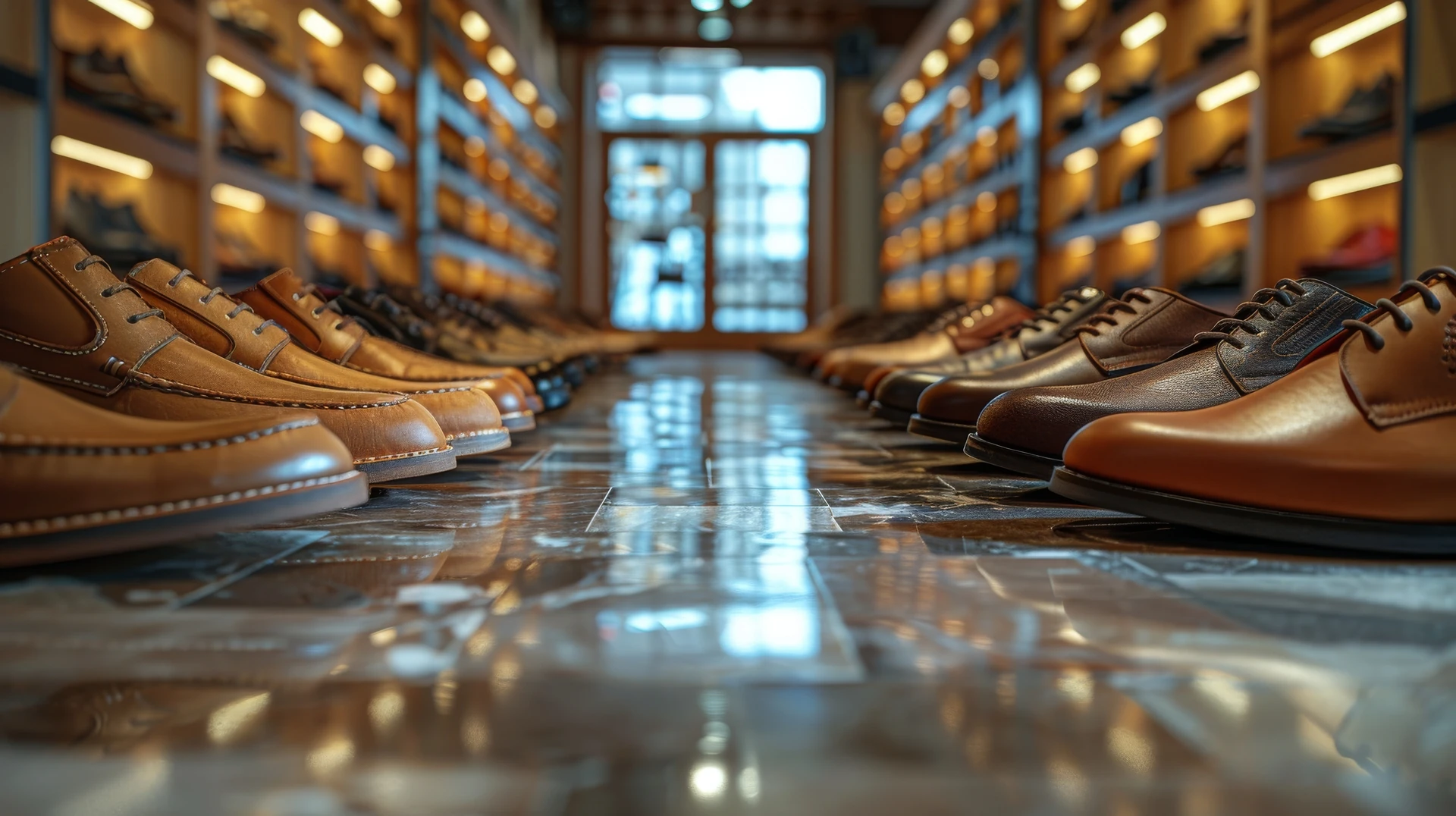 rows of assorted thrift store shoes on racks at goodwill shoes in boynton beach thrift store