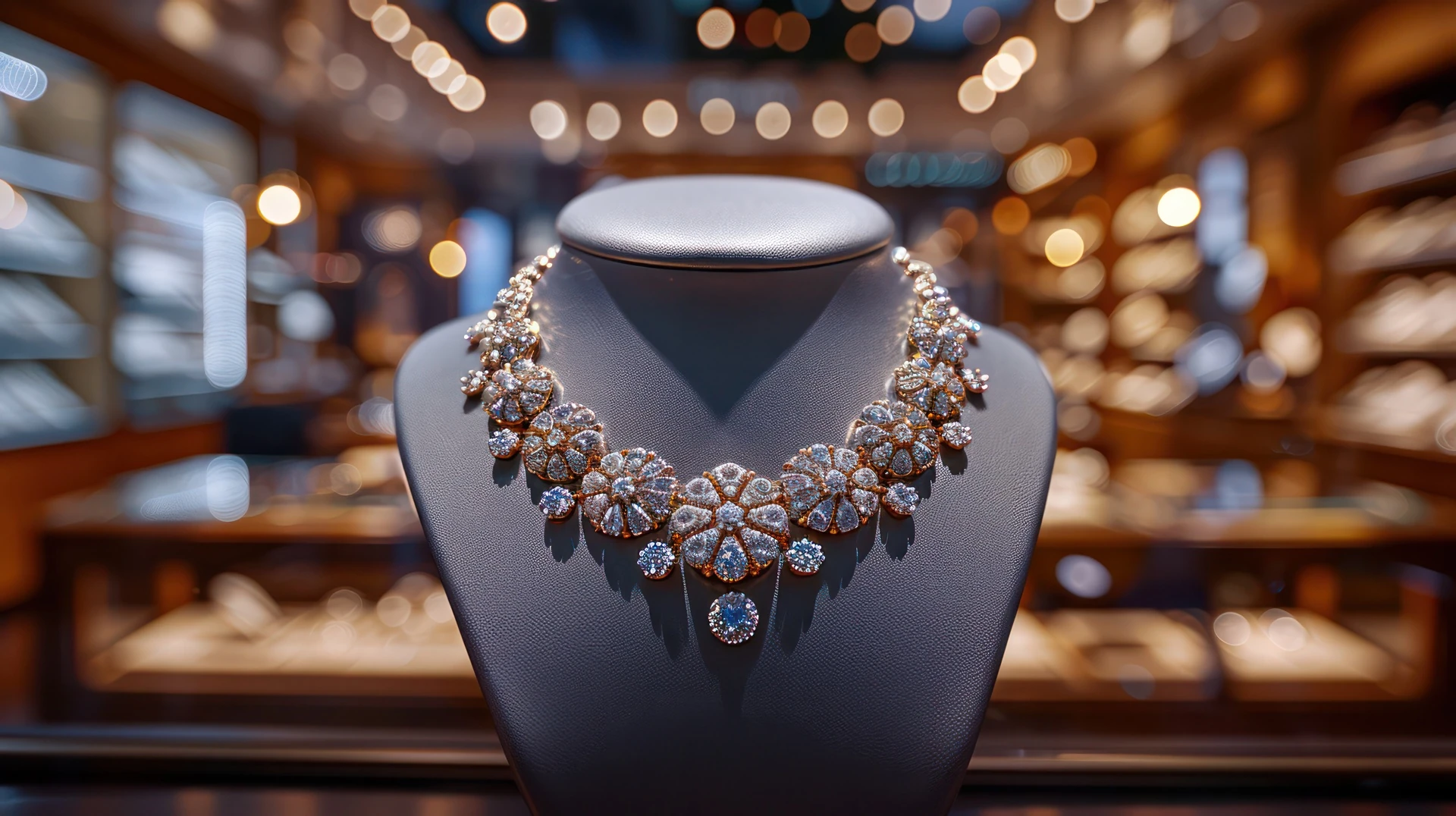 second hand jewelry including necklaces at thrift store