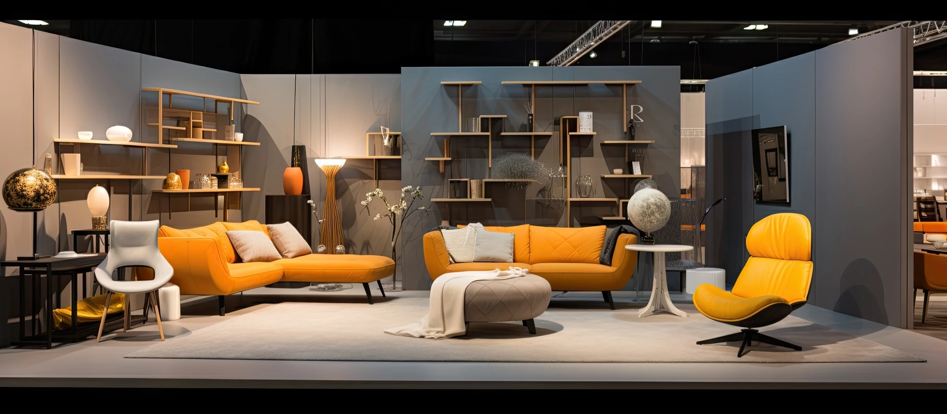 stylish sofa set display in a second hand furniture store