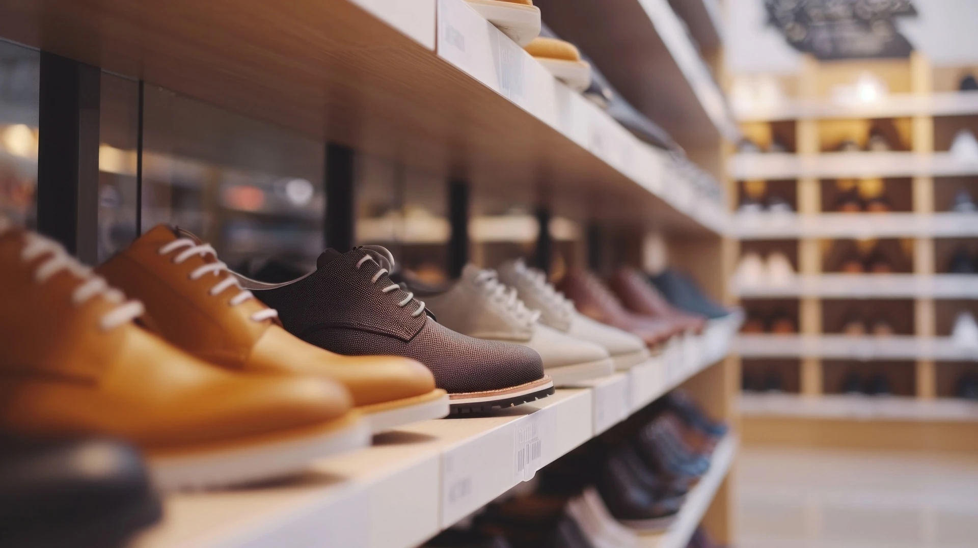 varied footwear styles placed on display racks offering shoppers a wide choice of goodwill shoes