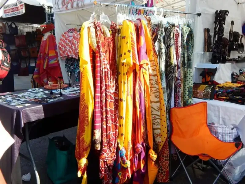 wide assortment of affordable fashion items neatly arranged on hangers in a used clothing store