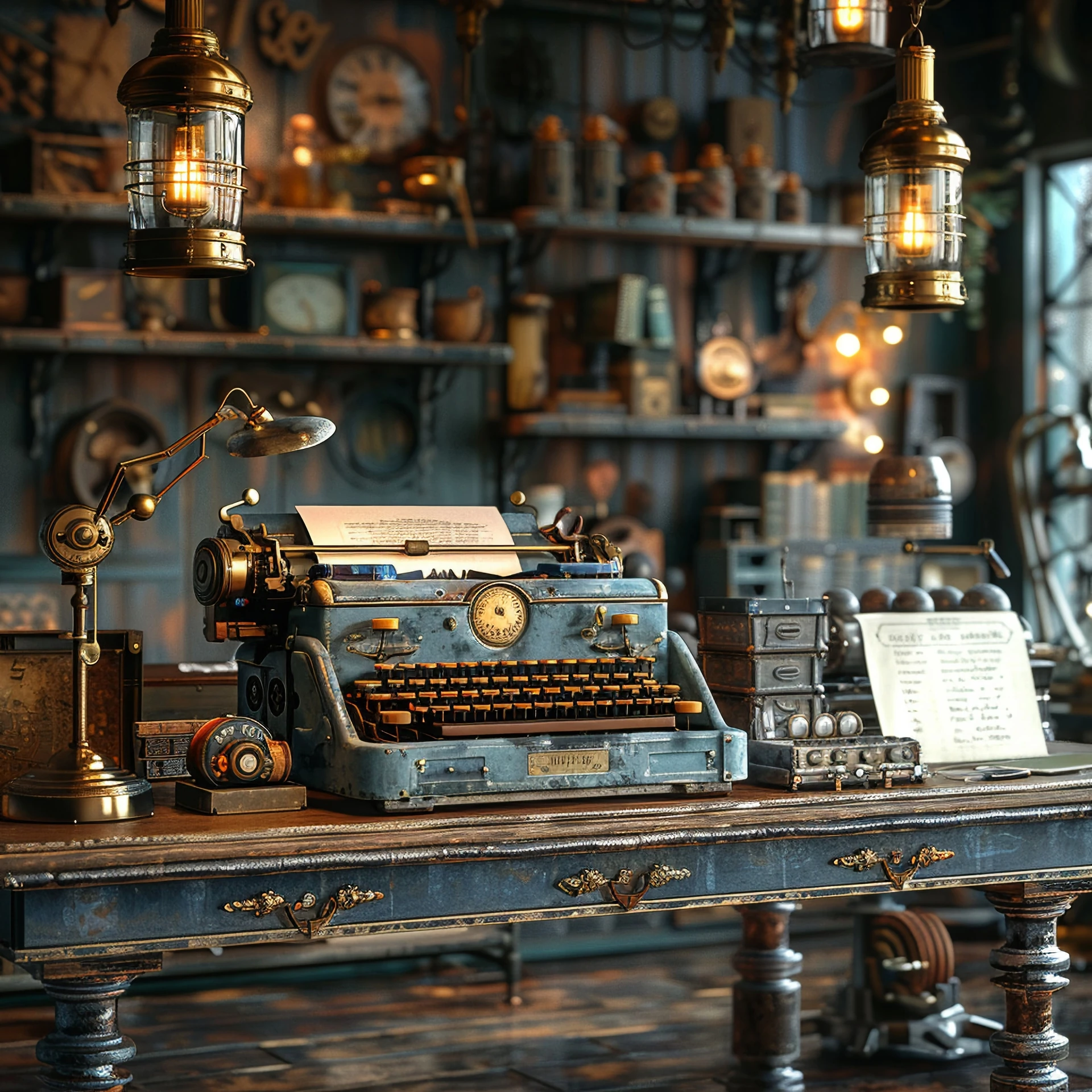 wide view of vintage typewriters at a goodwill location in boca raton