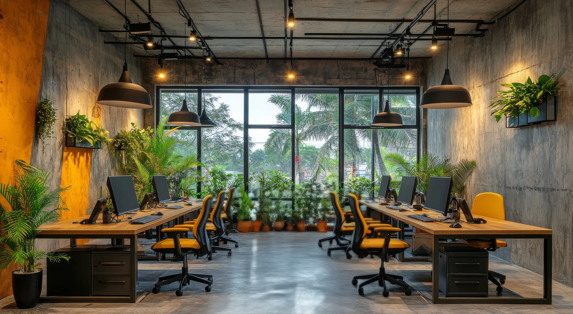 workstations and office chairs showcased inside a goodwill furniture store